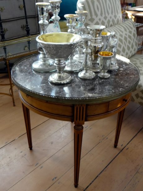 Bouillotte round marble topped table LXI style c.1960