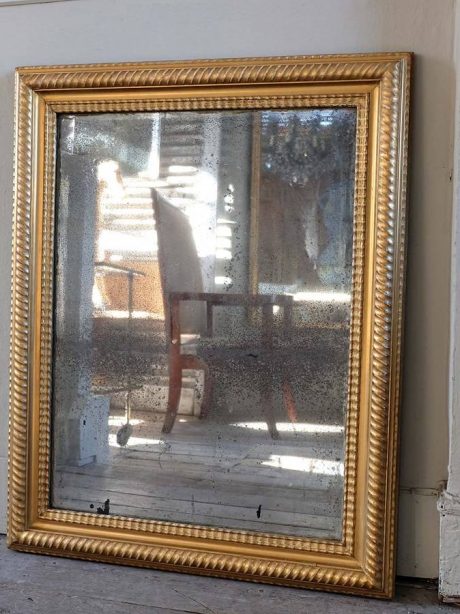 French antique gilt mirror with rope twist detail c.1860