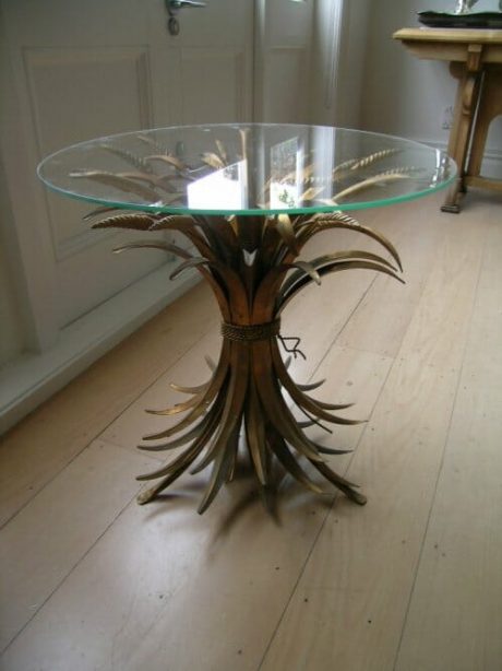 1950s Gilded metal wheat sheath coffee table