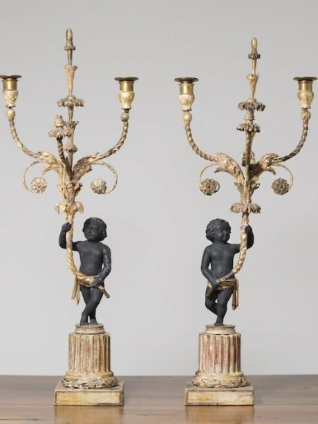 Pair of Italian giltwood candleabra c.1850