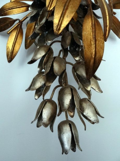 Single gilded metal wisteria wall light c.1970