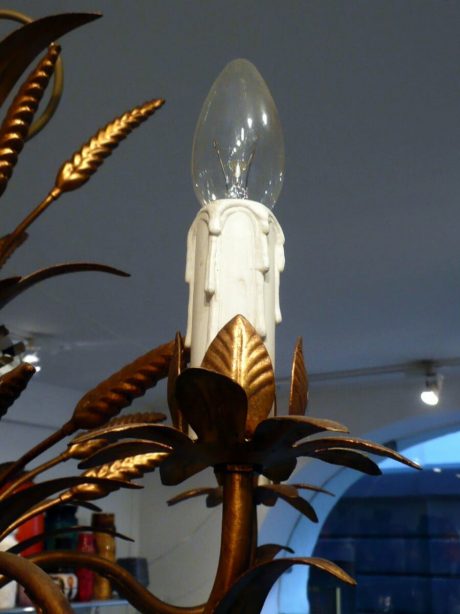 1950s Gilded metal wheat sheath chandelier