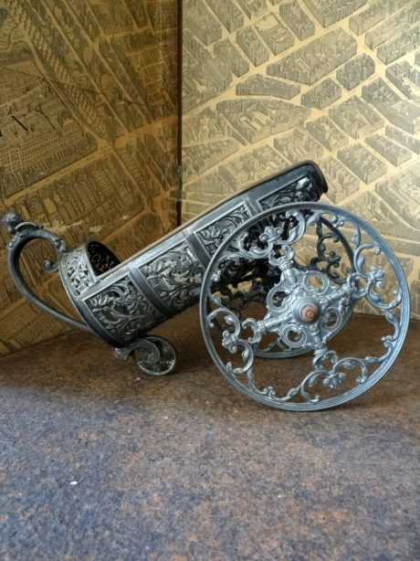 Antique metal wine pourer in the form of a chariot c.1900