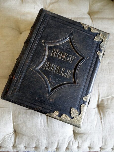 Tooled Leather bound Family Bible edited by Rev. John Brown