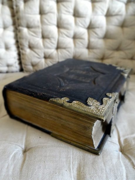 Tooled Leather bound Family Bible edited by Rev. John Brown