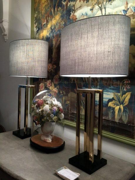 An elegant pair of 1960s French brass table lamps