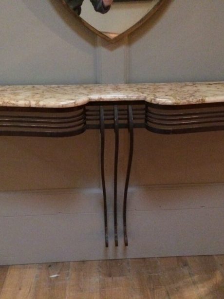 French Bronzed Console Table with Marble top c.1930/1940s