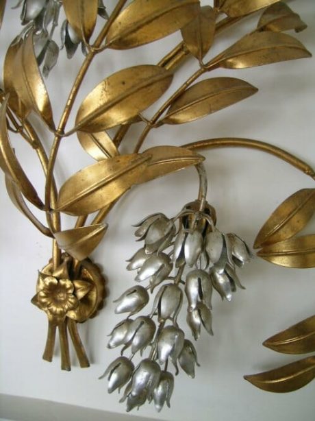 1950s Gilded metal wall sconce with lights