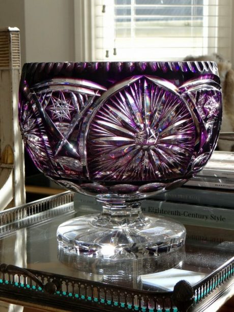 Val St Lambert amethyst footed centrepiece c.1900 - 1920
