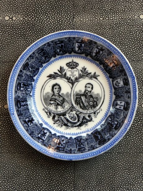 Set of five antique Boch Keramis Famille Royale plates