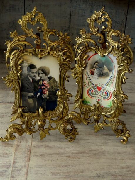 Pair of antique bronze photo frames c.1910