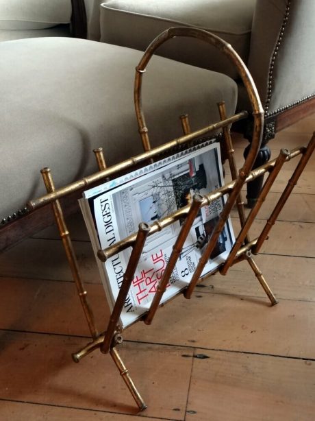 Gilded metal faux bamboo magazine rack c.1950