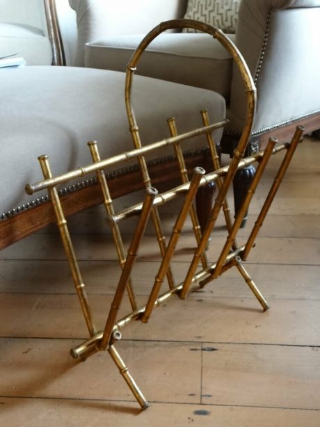 Gilded metal faux bamboo magazine rack c.1950