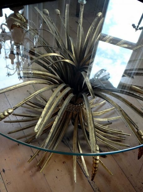 Wheat sheath coffee table with glass top c.1950