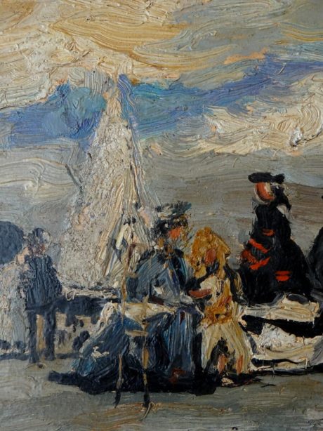 An oil on canvas beach scene c.1900