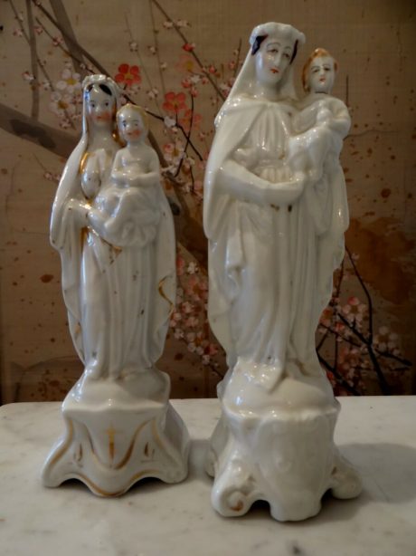 Four porcelain 'Madonna and child' figures c.1850-1870