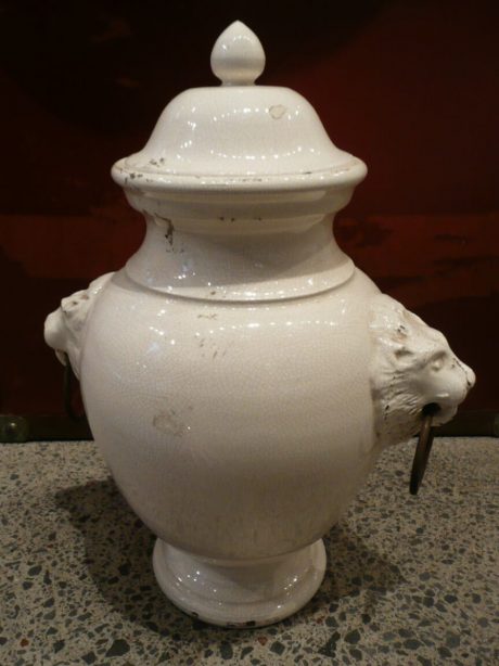 Pair of creamware craquele decorative urns c.1920