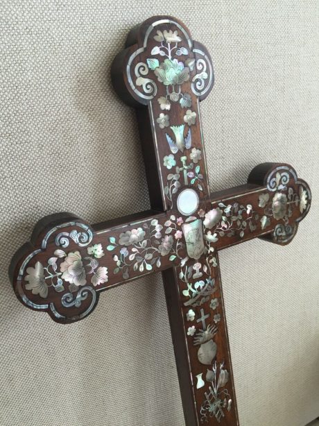 French Rosewood inlaid Crucifix c.1860