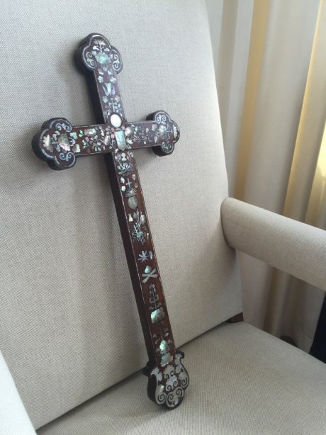 French Rosewood inlaid Crucifix c.1860