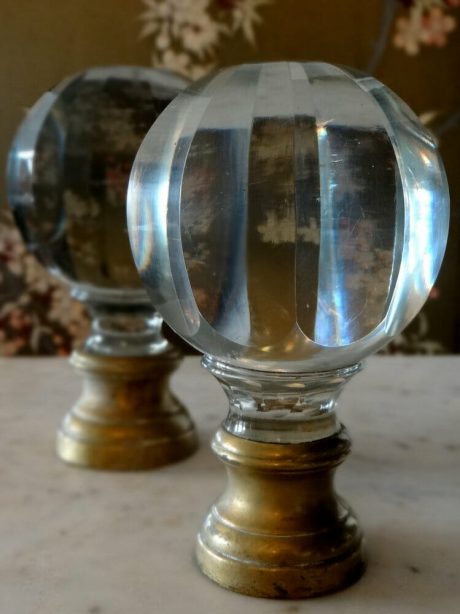 Pair of antique English crystal newel posts c.1890