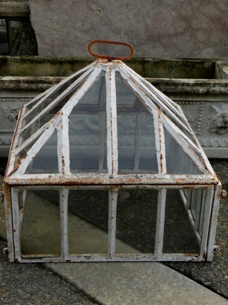 Pair of iron and glass garden cloches c.1840