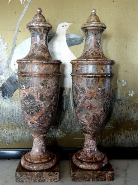 A superb pair of 19th century marble cassolettes c.1850