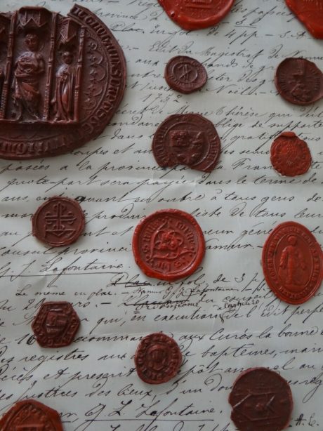 Antique hand written letters from 1746 with wax seals