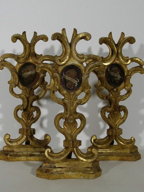 Three Italian Gilded wood reliquaries c.1750
