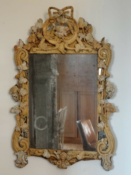 Rare antique painted wooden mirror from Aix en Provence c.1750