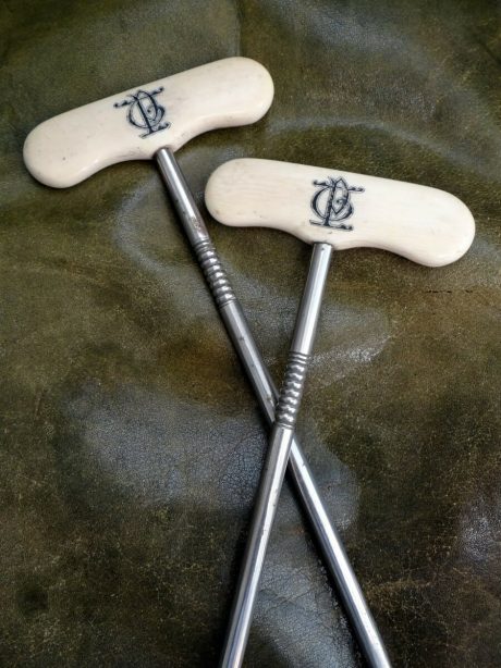 Pair of antique Silver plate and Ivory boot pulls c.1910