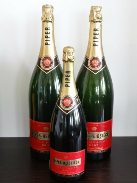 Collection of five vintage dummy champagne bottles