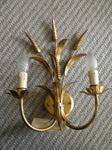 Pair of gilt wheat wall sconces