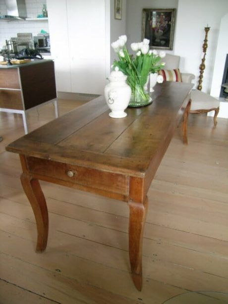 Cherrywood farmhouse table with cabriole leg from normandy c.1820
