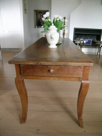 Cherrywood farmhouse table with cabriole leg from normandy c.1820