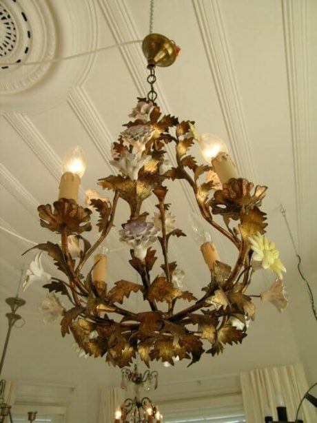 Italian chandleier with porcelain flowers