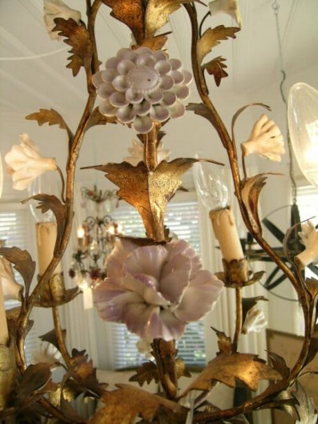 Italian chandleier with porcelain flowers