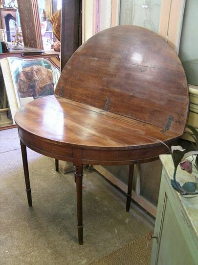 Antique Walnut Demi Lune Table In XVI Style