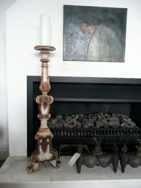 Antique painted altar wooden candlestick c.1850