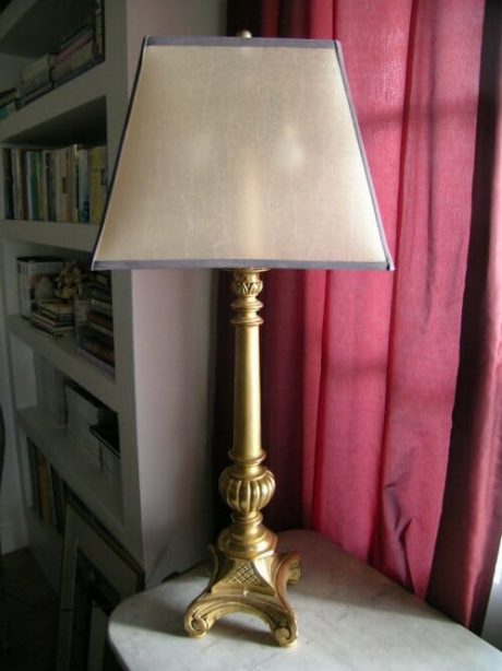 Antique gilded candlestick table lamp c.1880