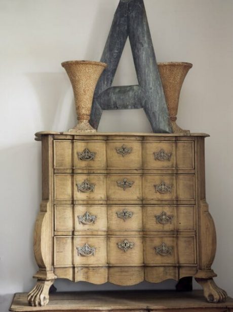 Bleached oak arbalete commode from Holland c.1900