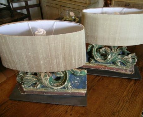 Pair of Italian architectural fragment lamps