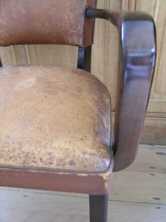 Pair of French leather bridge chairs