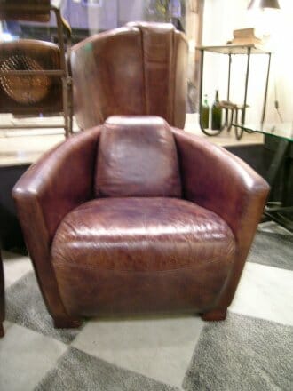 Art Deco buffalo leather club chairs