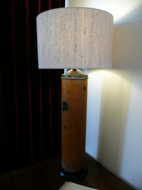 Vintage French wallpaper print roll lamp c.1920