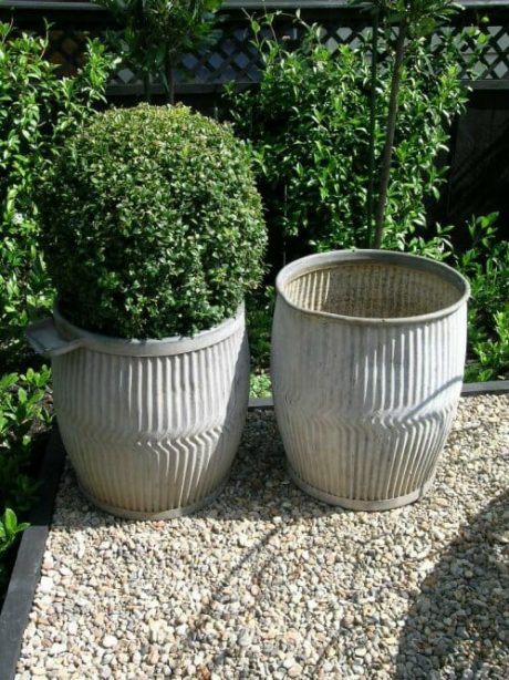 French vintage zinc washing bins