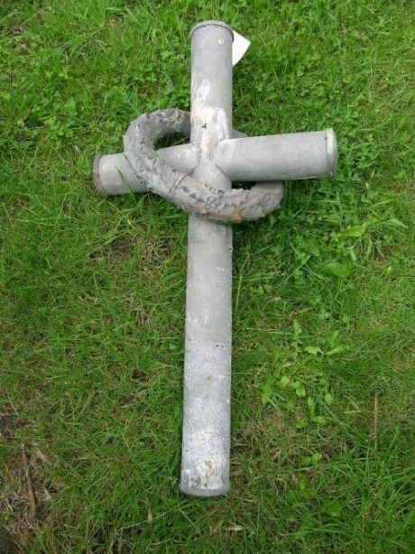 Petite zinc cross with thorn crown c.1900