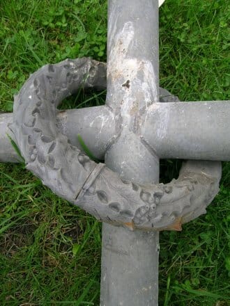 Petite zinc cross with thorn crown c.1900