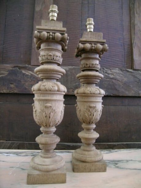 Pair of Carved Balusters Converted to Lamps