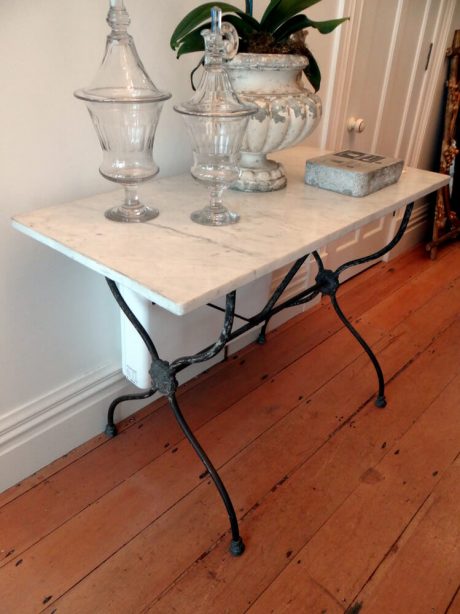French marble top cafe table on iron base c.1880