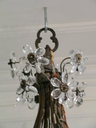 Metal Chandelier with Glass Flowers c.1920